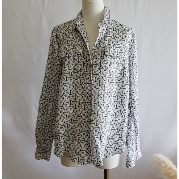 Charter Club Tops - Charter Club Linen white Anchor Top size M